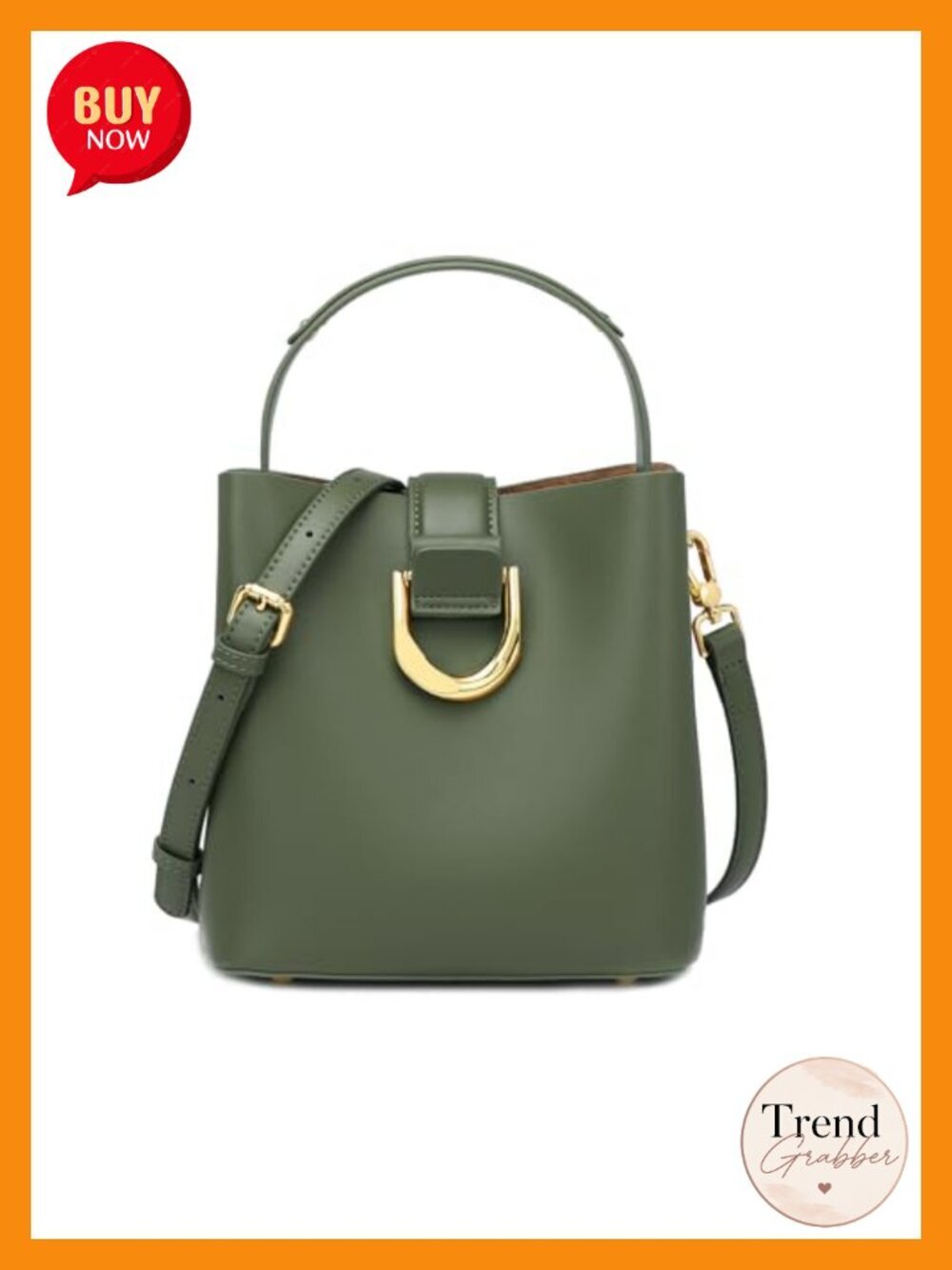 Genuine Leather Bucket Bag Crossbody Shoulder Purse 3-Way Carry